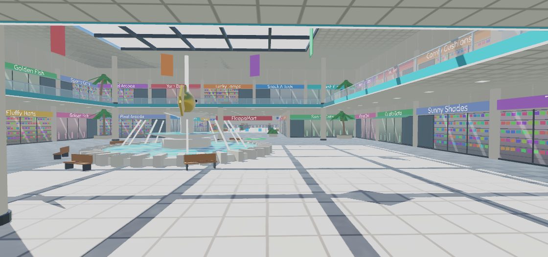 The atrium with the golden fish fountain