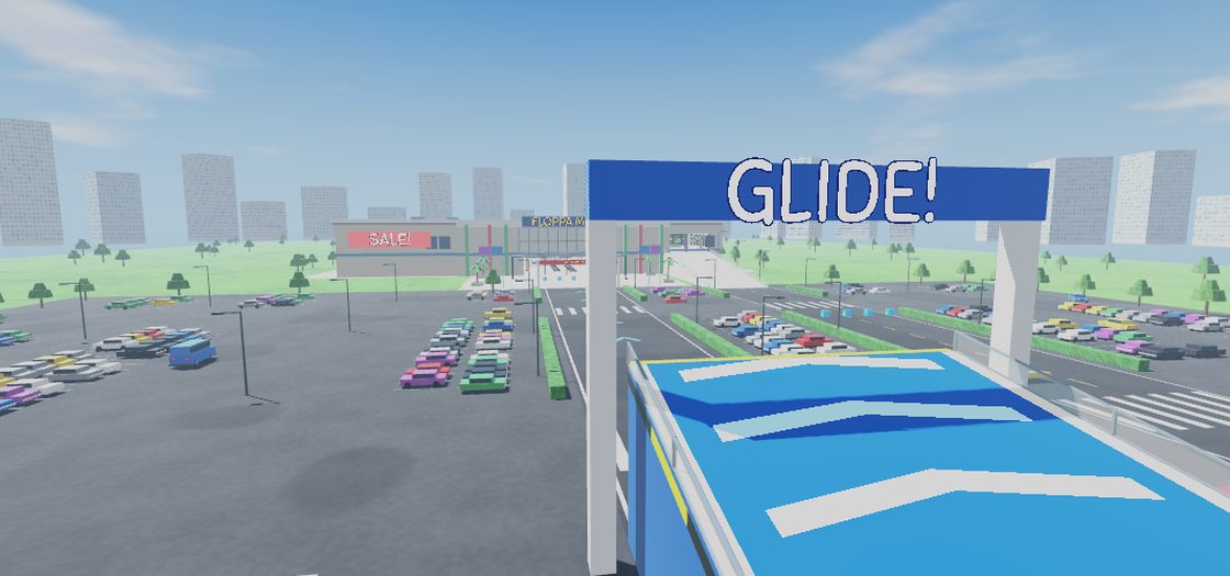 The glide ramp over the parking lot